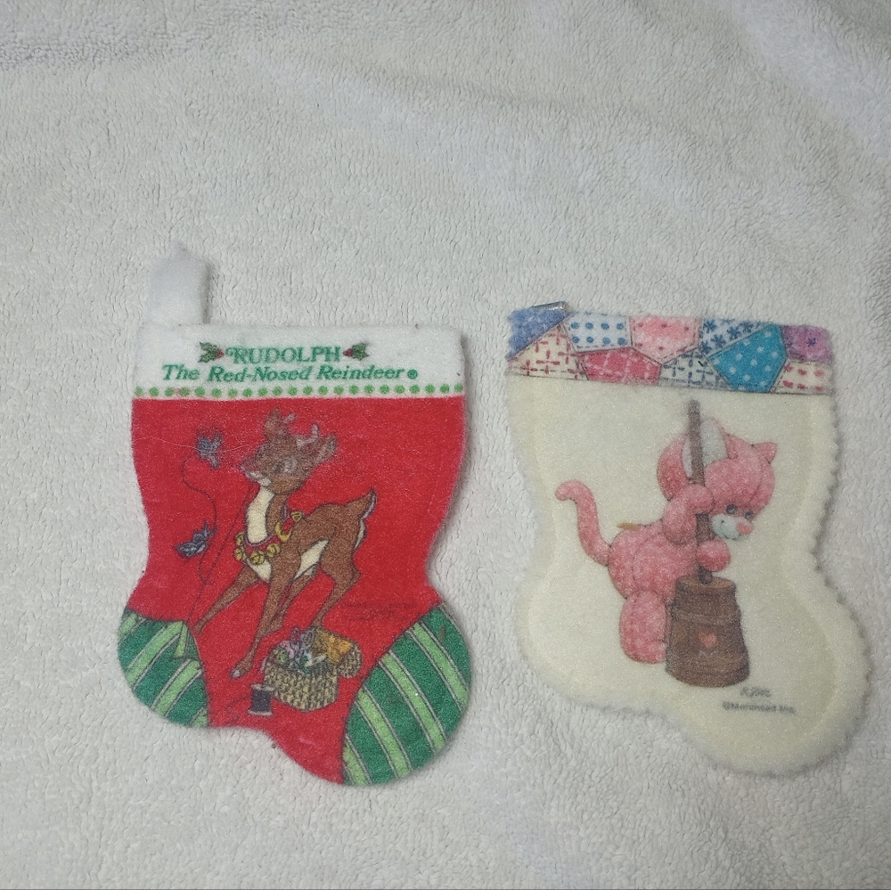 Vintage Rudolph Red Nose Reindeer Miniature Stocking Morehead Babys First Set 2